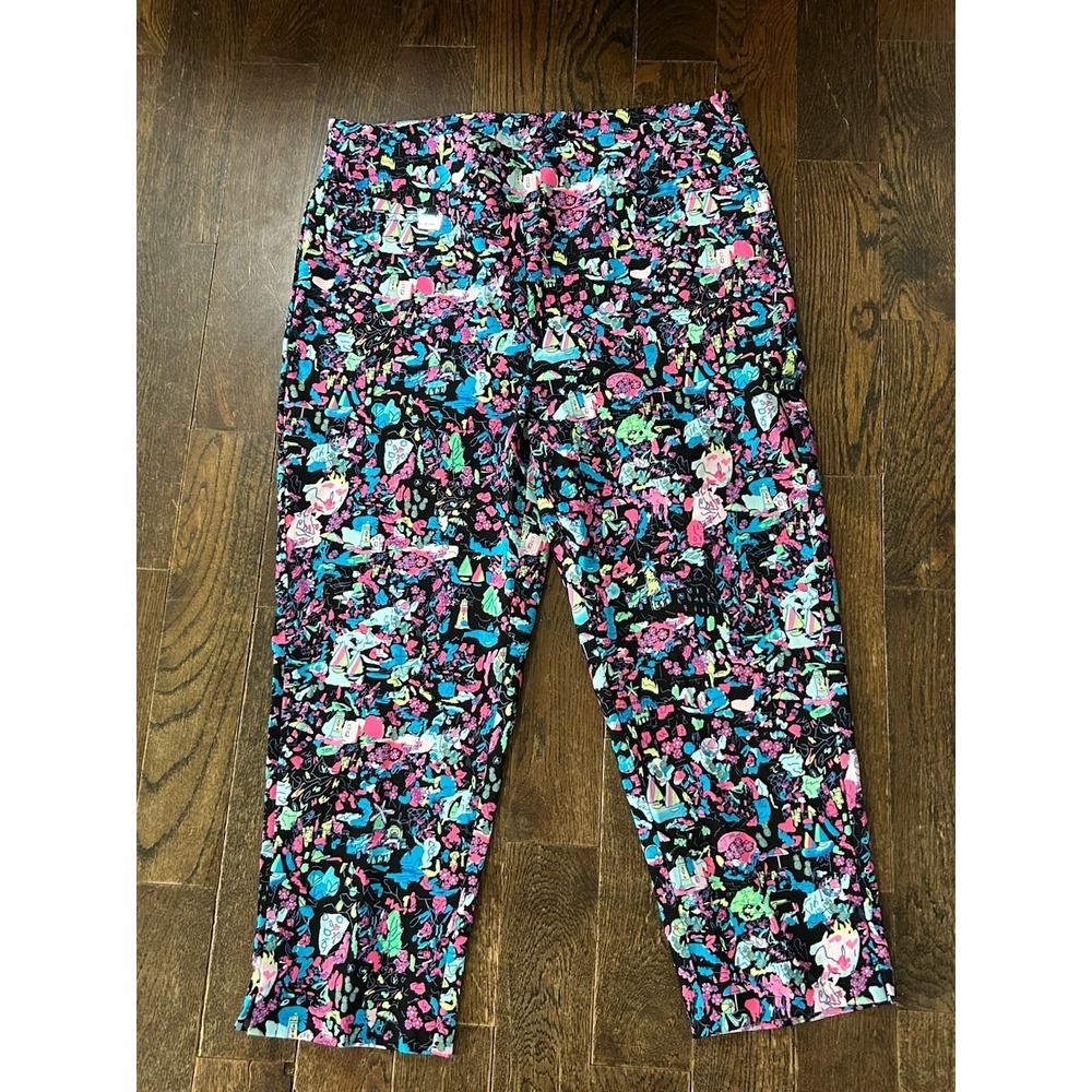Lulu-B Pull On Ankle Pants Size 16 Stretch Colorful Beach Tropical Comfort